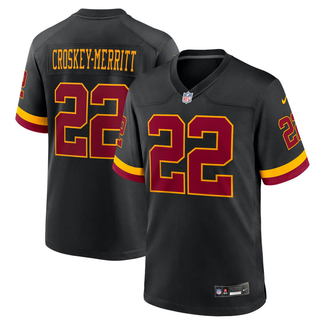 Men's Washington Commanders Jacory Croskey-Merritt Nike Black Hail Raiser Alternate Game Jersey