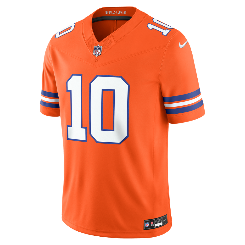 Men's Denver Broncos Bo Nix Nike Orange Alternate Mile High Collection 1977 Throwback Vapor F.U.S.E. Stitched Limited Jersey