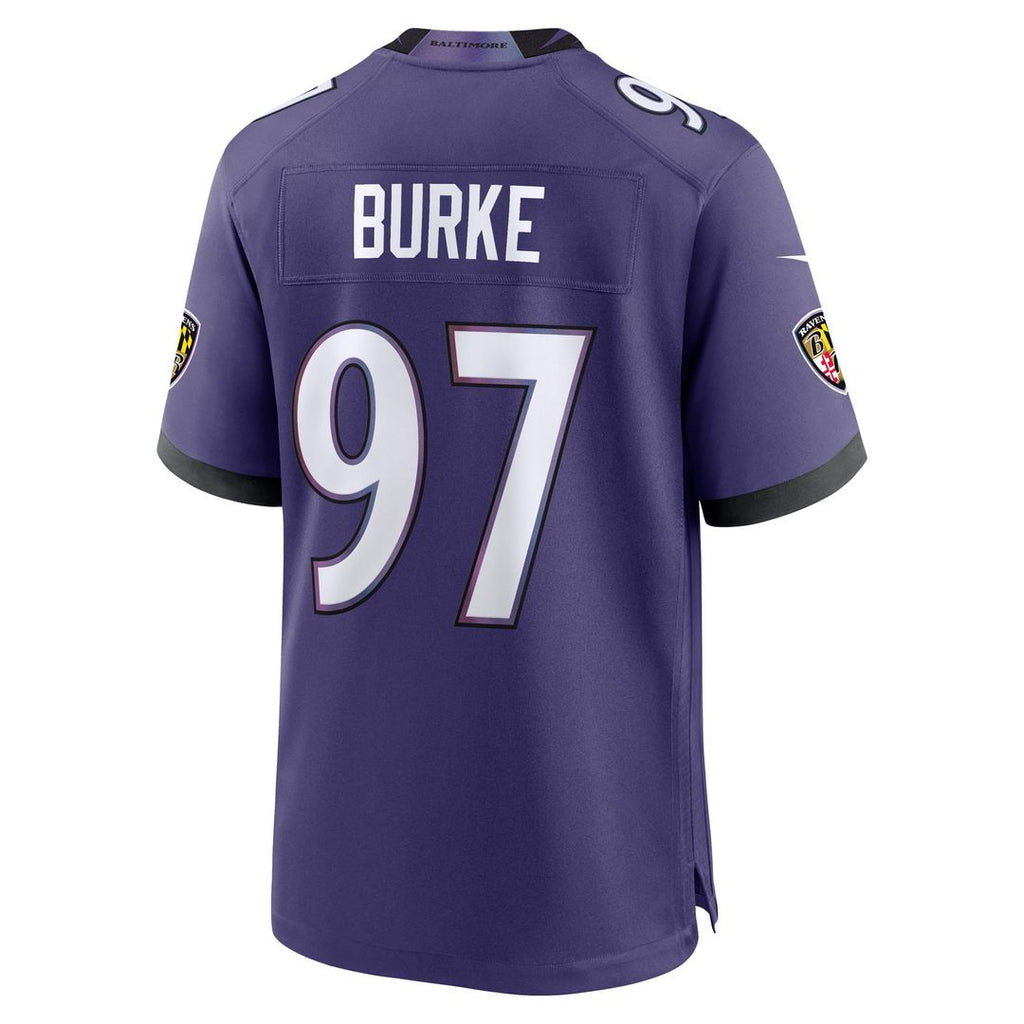 Men's Baltimore Ravens Ethan Burke Nike Purple Team Game Jersey