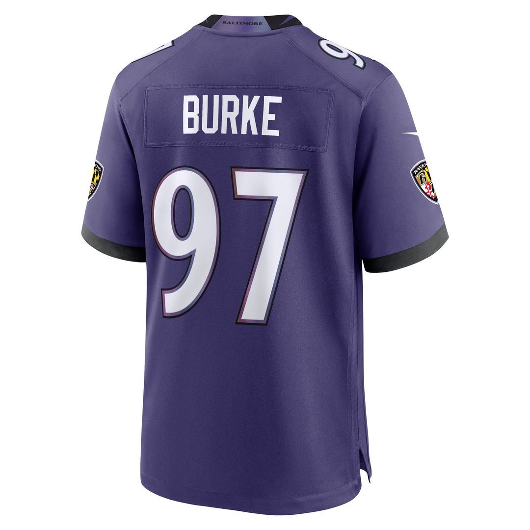 Men's Baltimore Ravens Ethan Burke Nike Purple Team Game Jersey