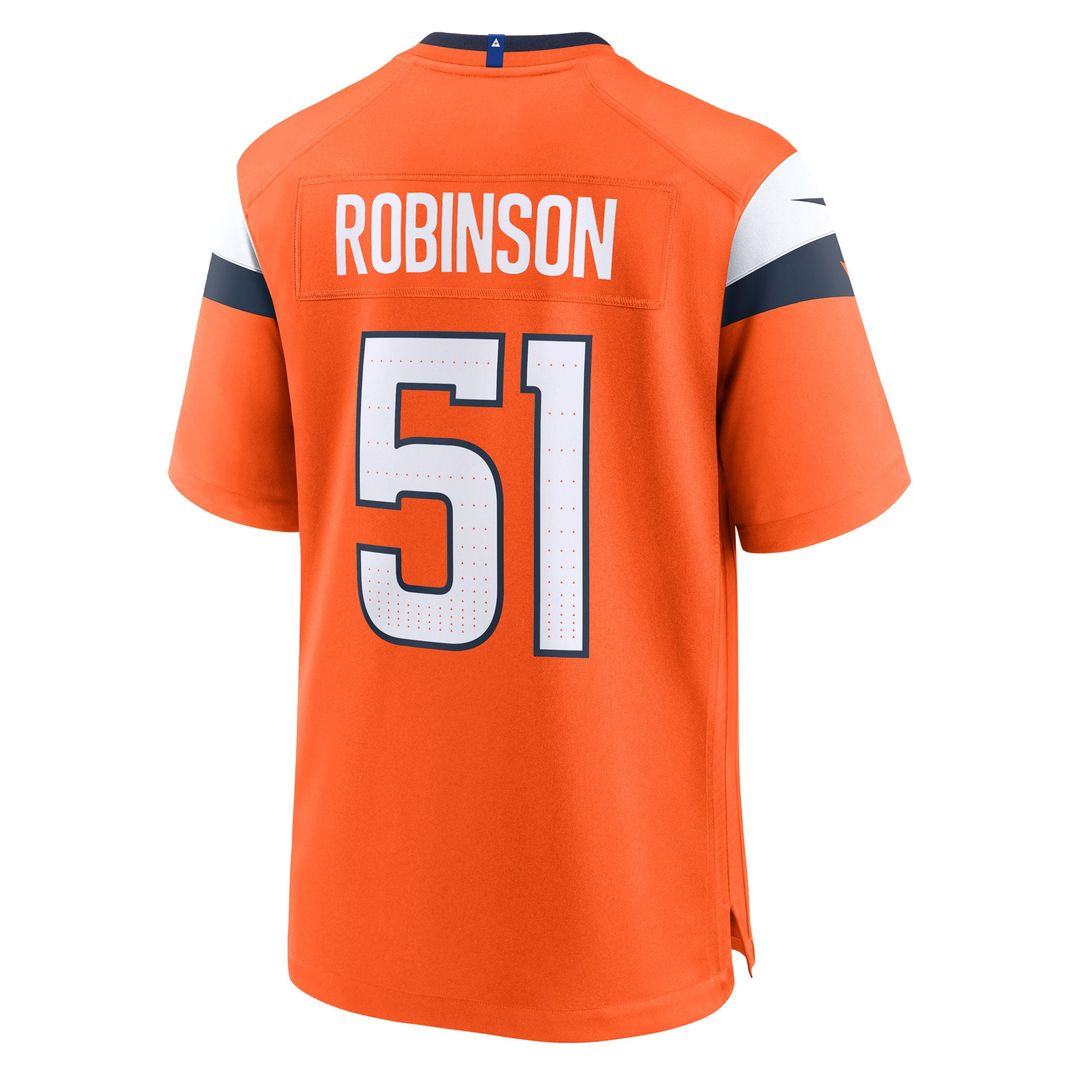 Men's Denver Broncos Que Robinson Nike  Orange Team Game Jersey