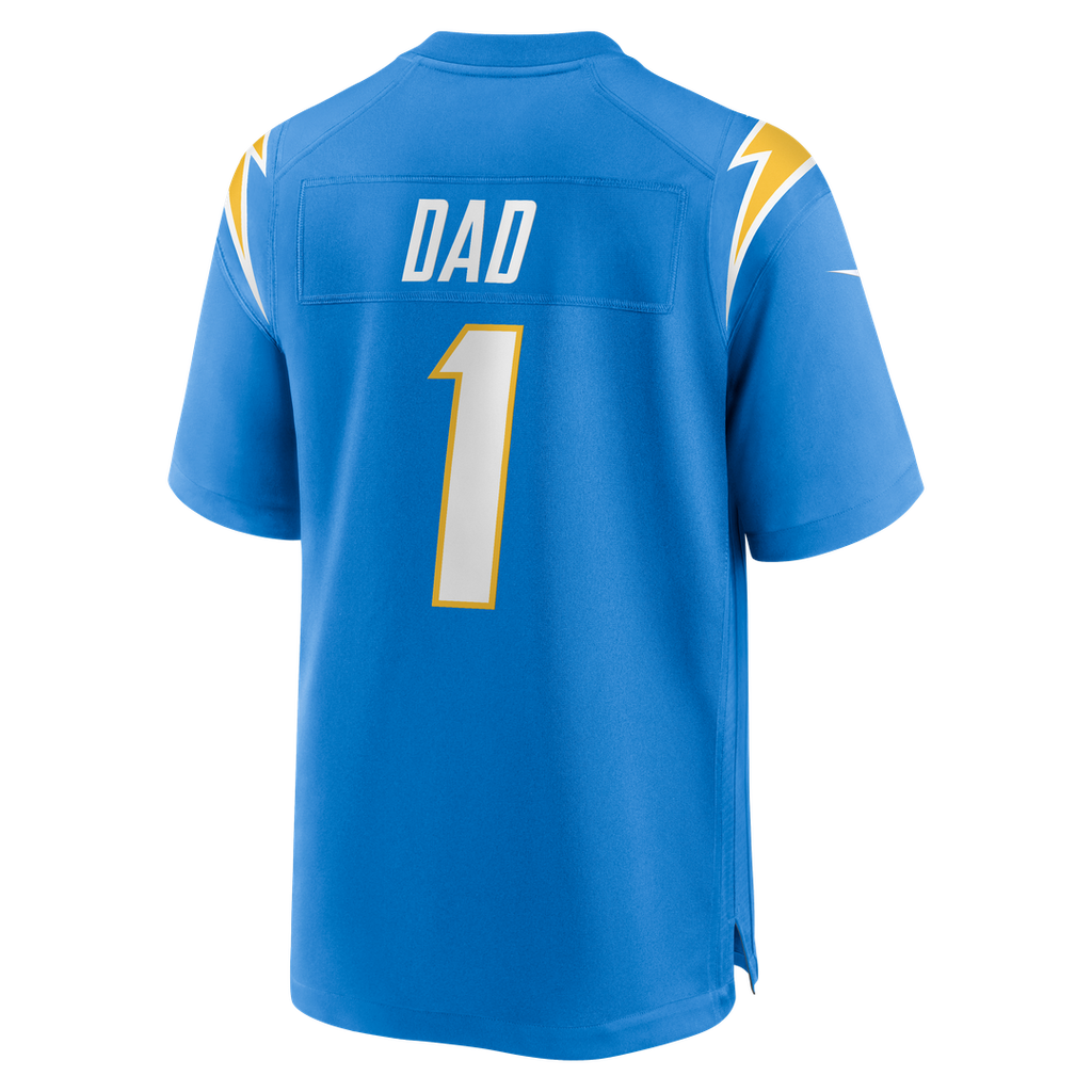 Men's Los Angeles Chargers Number 1 Dad Nike Powder Blue Game Jersey