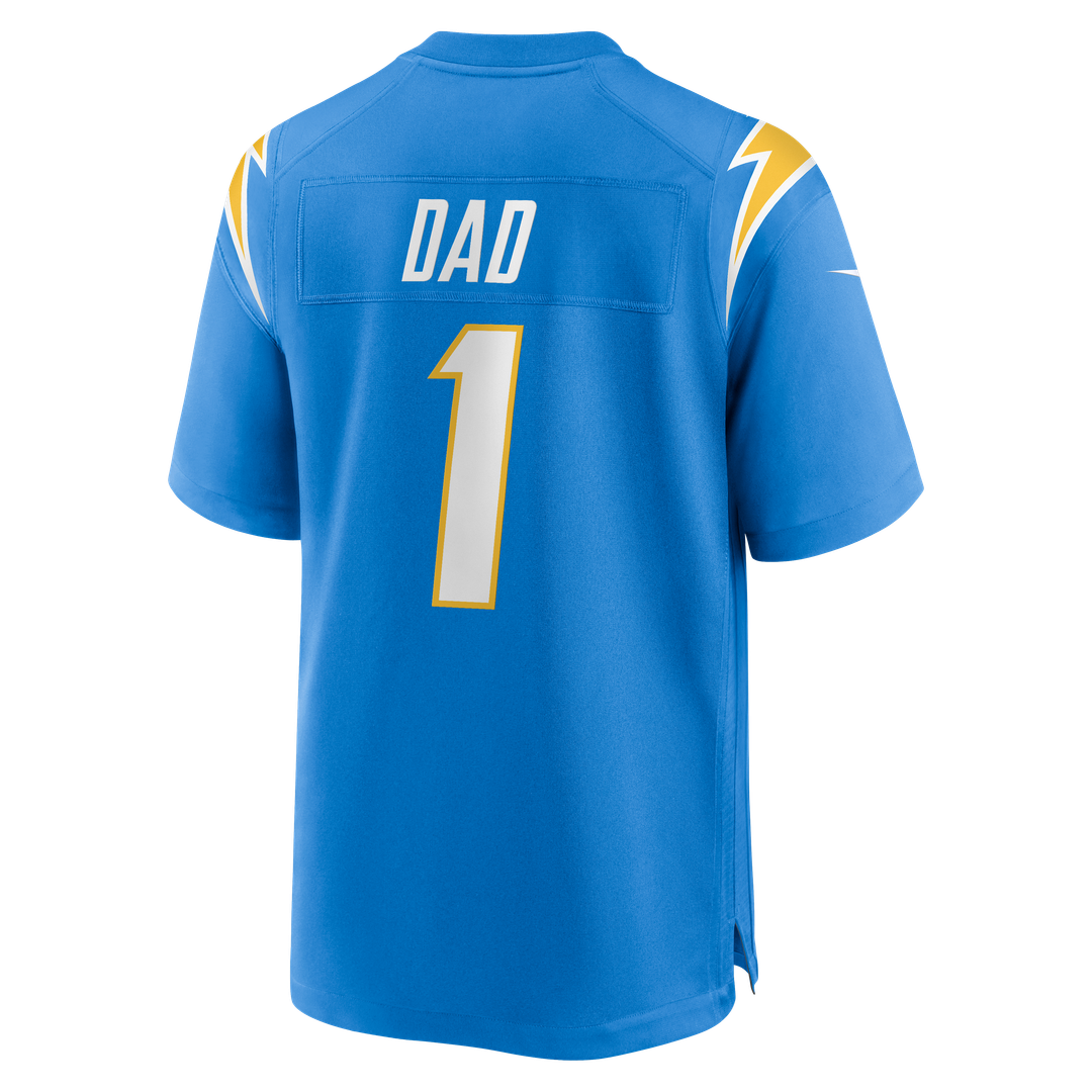 Men's Los Angeles Chargers Number 1 Dad Nike Powder Blue Game Jersey