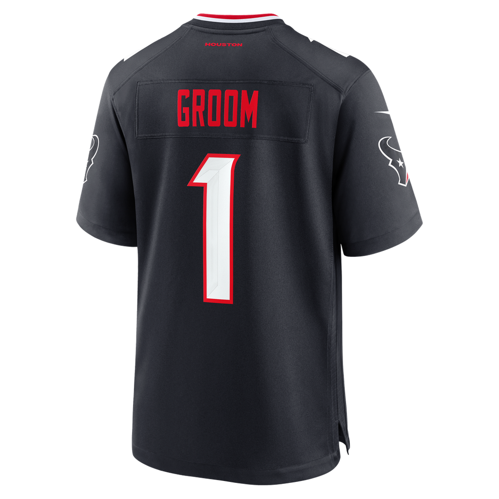 Men's Houston Texans Number 1 Groom Nike Navy Game Jersey