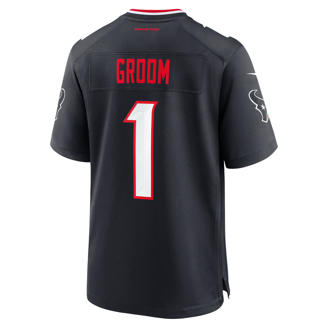 Men's Houston Texans Number 1 Groom Nike Navy Game Jersey