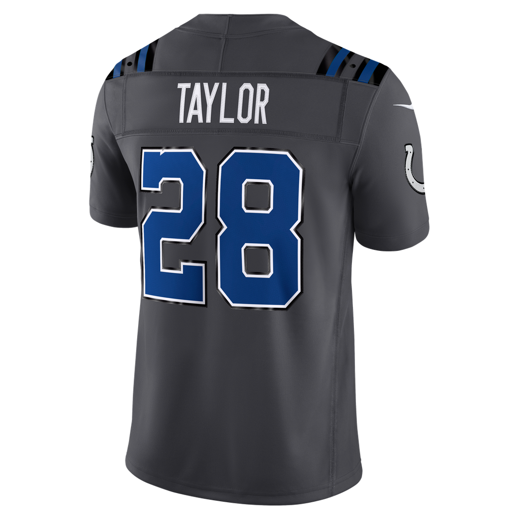 Men's Indianapolis Colts Jonathan Taylor Nike Anthracite 2026 Rivalries Collection Stitched Limited Jersey