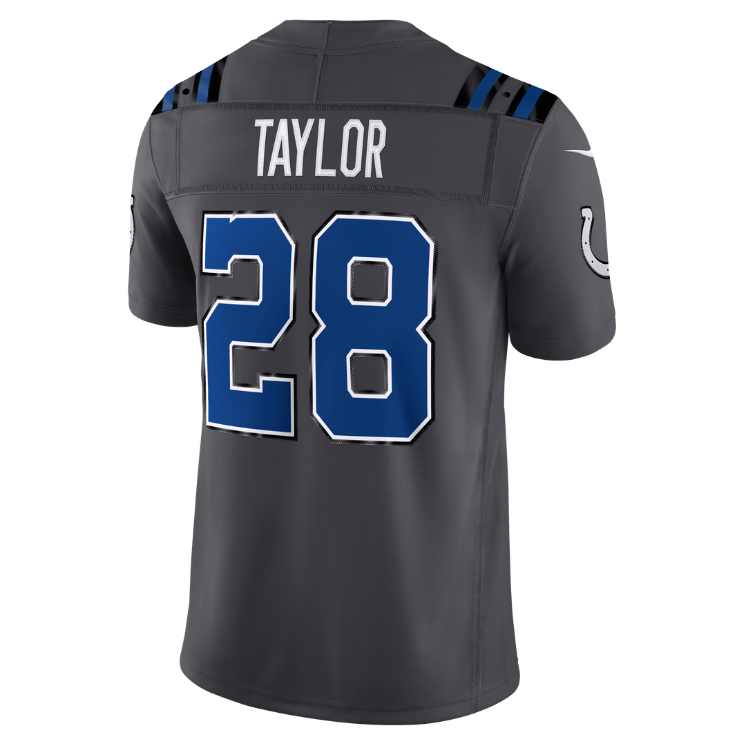 Men's Indianapolis Colts Jonathan Taylor Nike Anthracite 2026 Rivalries Collection Stitched Limited Jersey