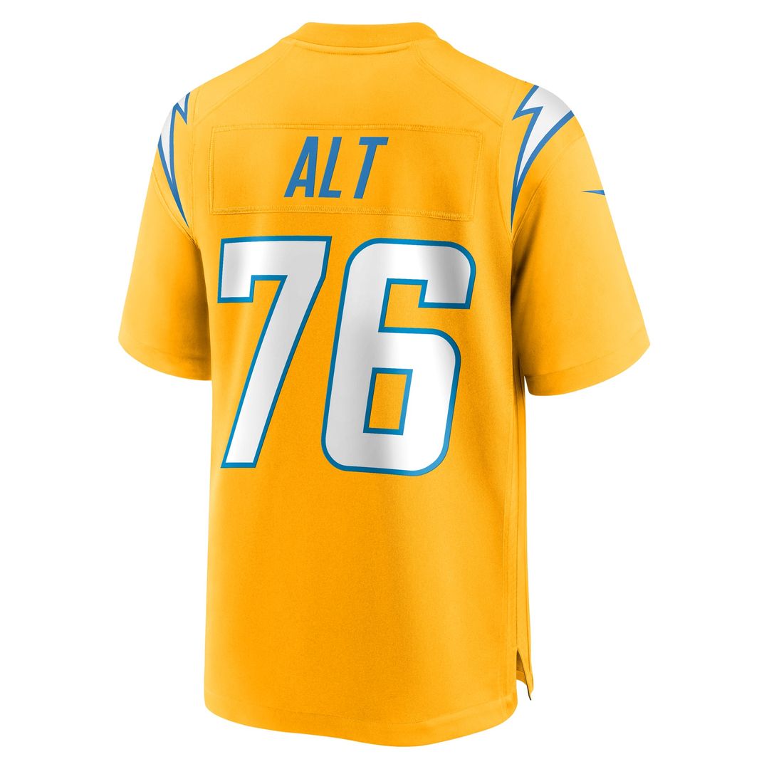 Men's Los Angeles Chargers Joe Alt Nike Gold Alternate Charger Power Game Player Jersey
