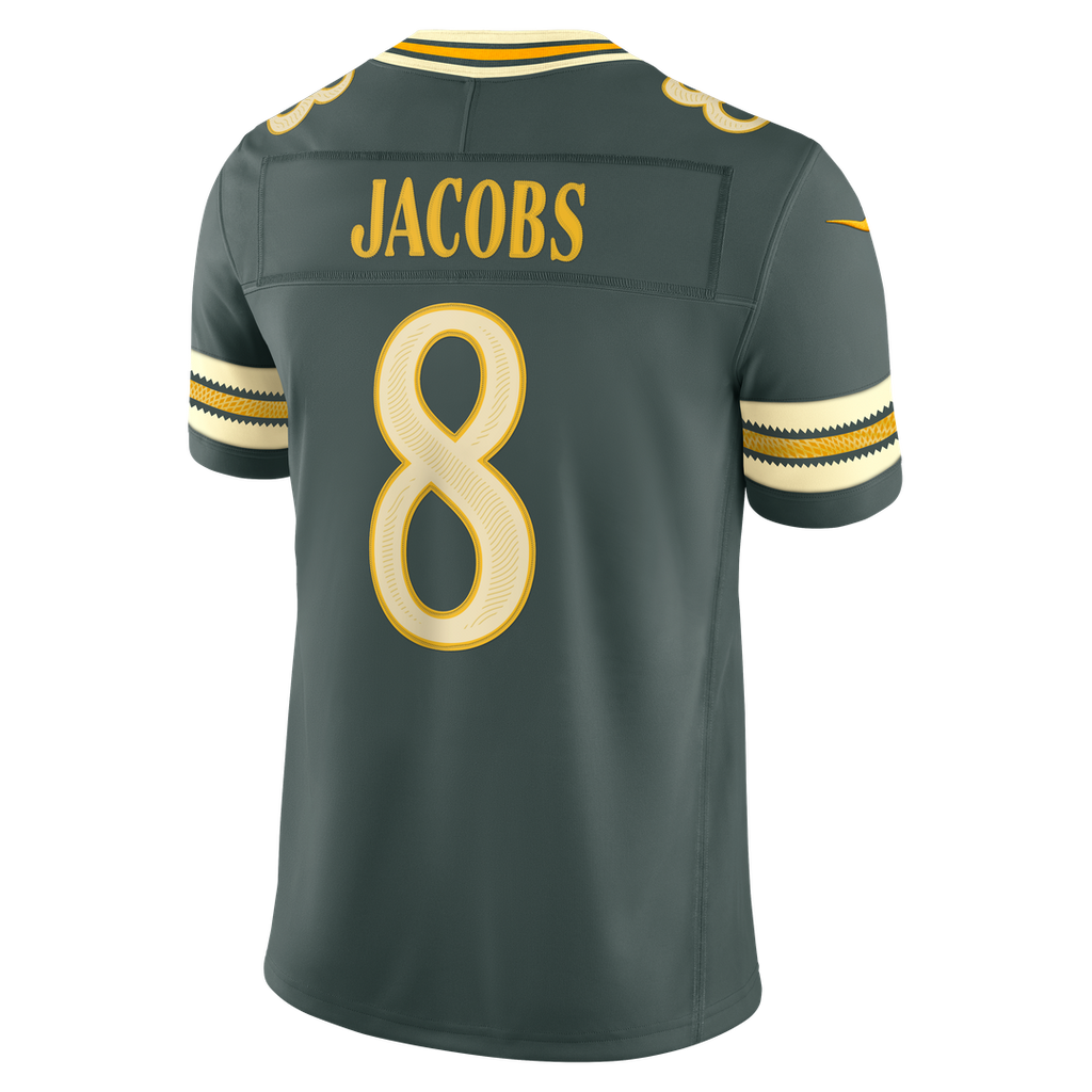 Men's Green Bay Packers Josh Jacobs Nike Green 2026 Rivalries Collection Stitched Limited Jersey