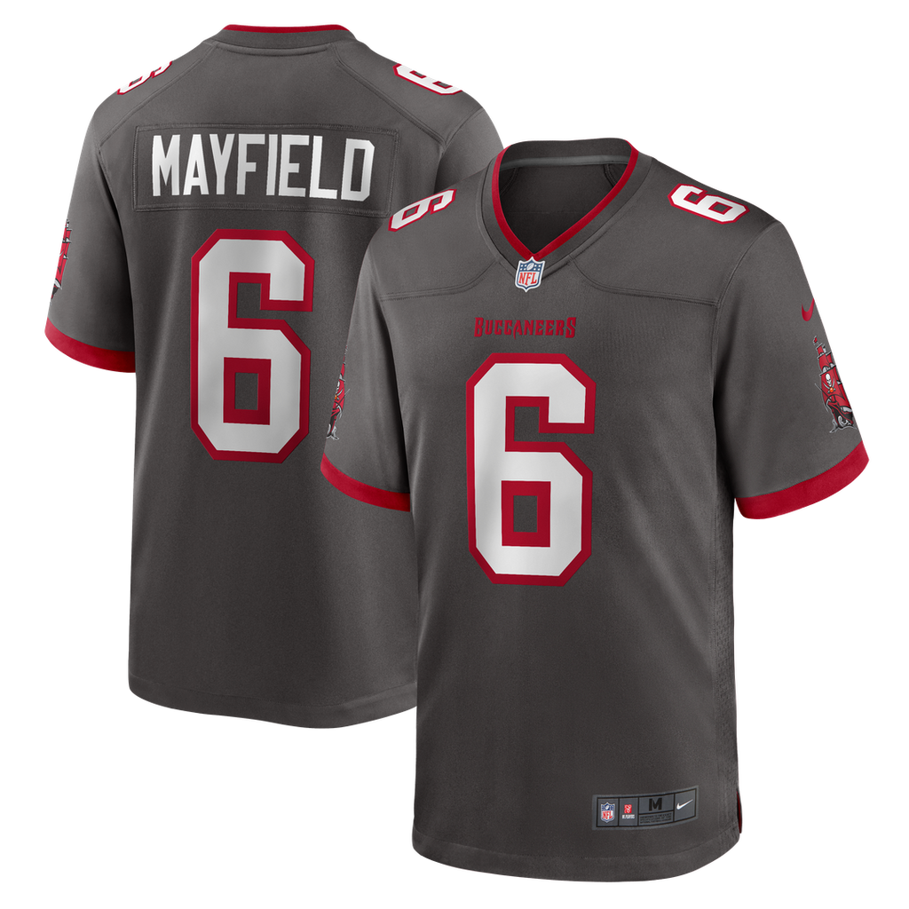 Men's Tampa Bay Buccaneers Baker Mayfield Nike Pewter Alternate Game Player Jersey