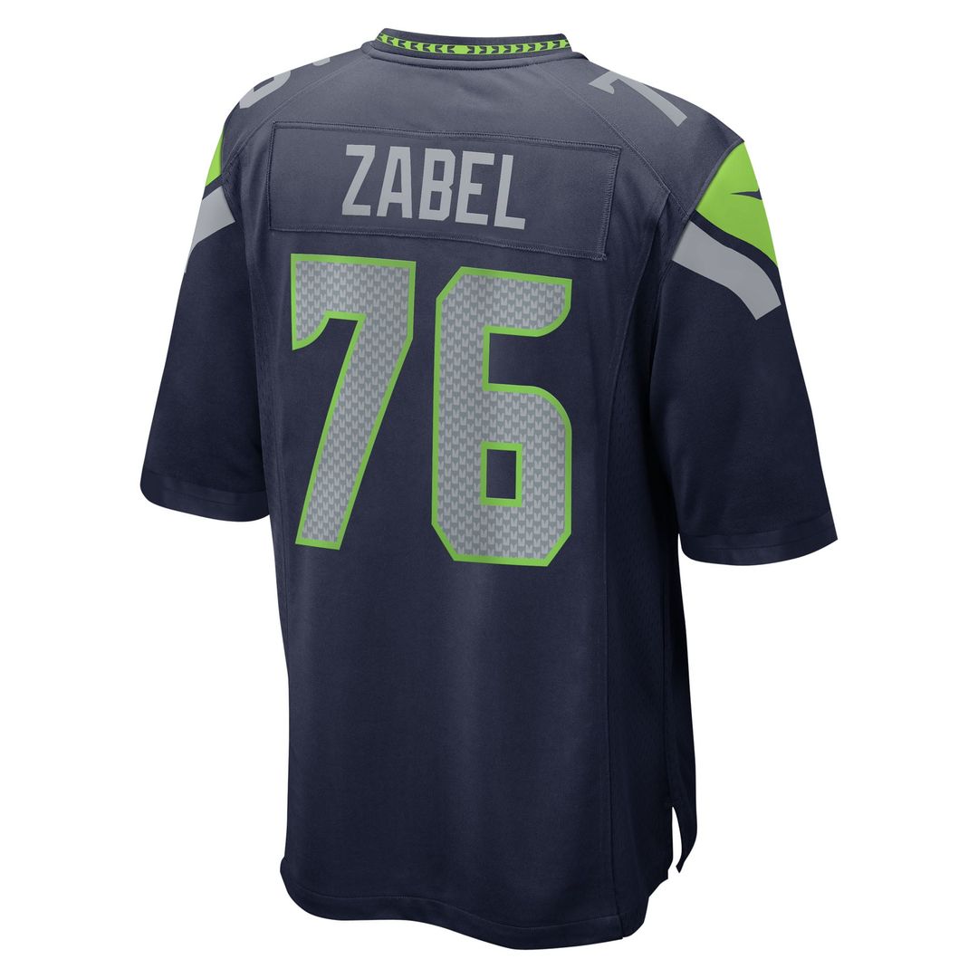 Men's Seattle Seahawks Grey Zabel Nike Navy Team Game Jersey