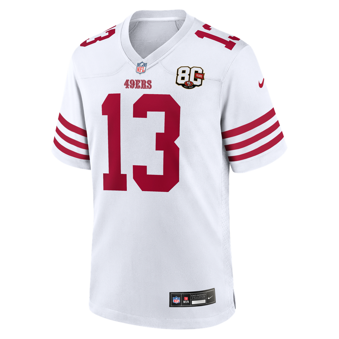 Men's San Francisco 49ers Brock Purdy Nike White 80th Anniversary Game Jersey