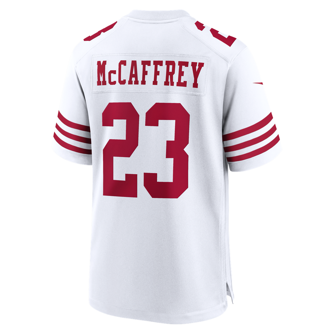 Men's San Francisco 49ers Christian McCaffrey Nike White 80th Anniversary Game Jersey