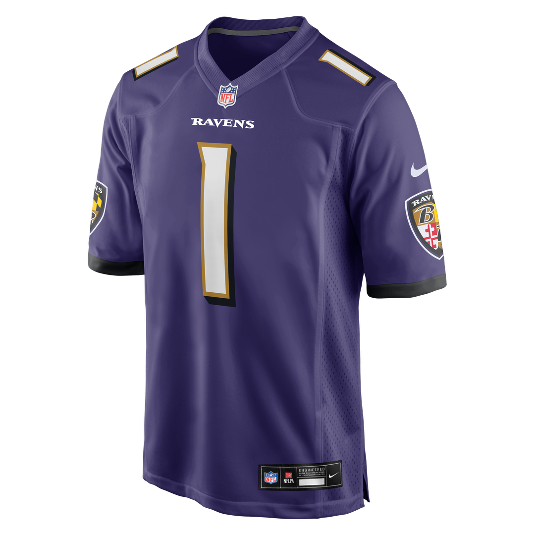 Men's Baltimore Ravens Number 1 Dad Nike Purple Game Jersey