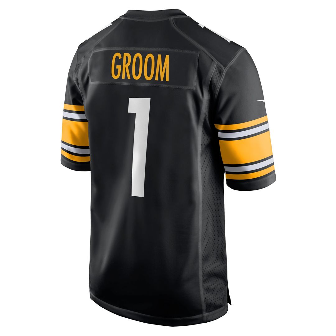 Men's Pittsburgh Steelers Number 1 Groom Nike Black Game Jersey