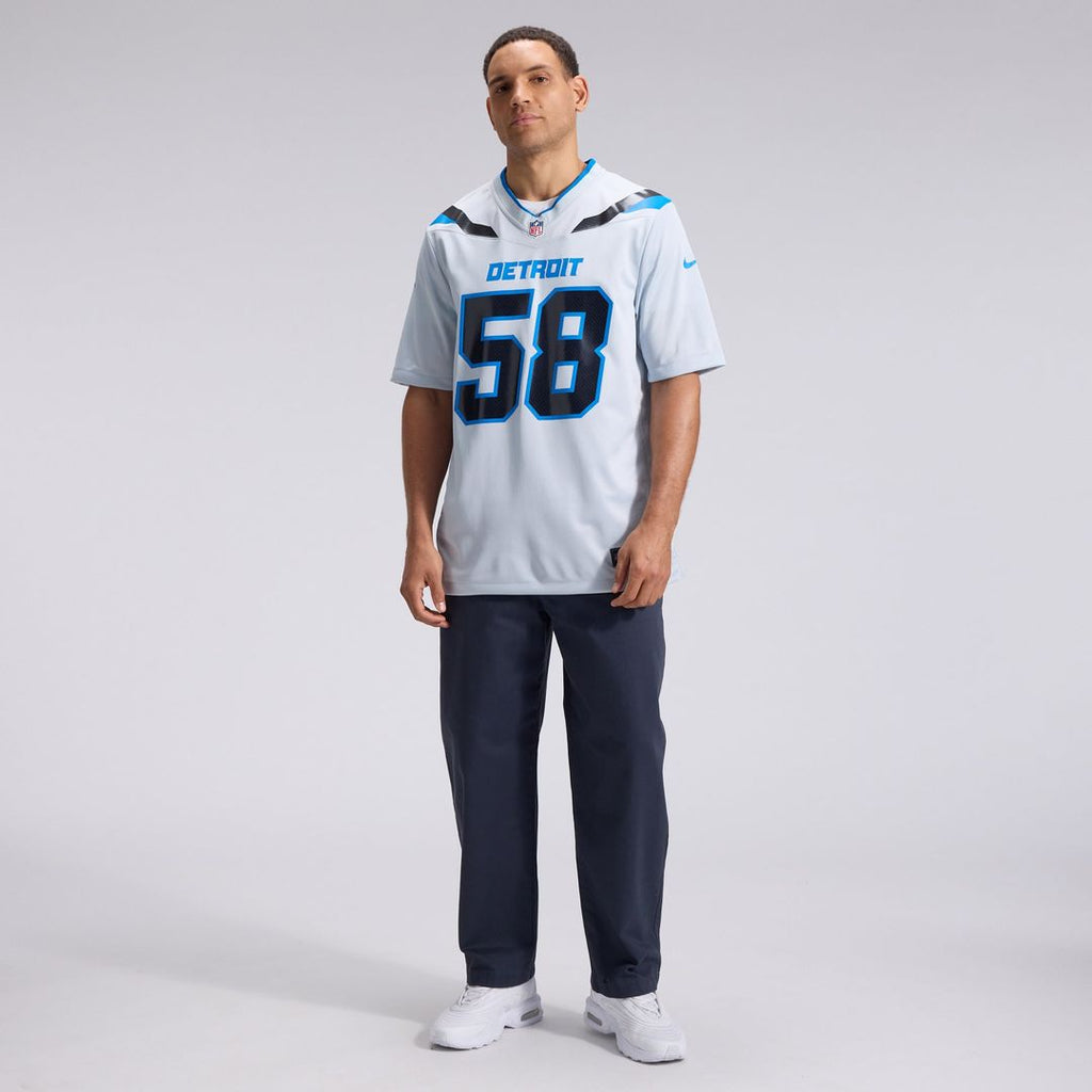 Men's Detroit Lions Penei Sewell Nike Silver 2026 Rivalries Collection Game Jersey