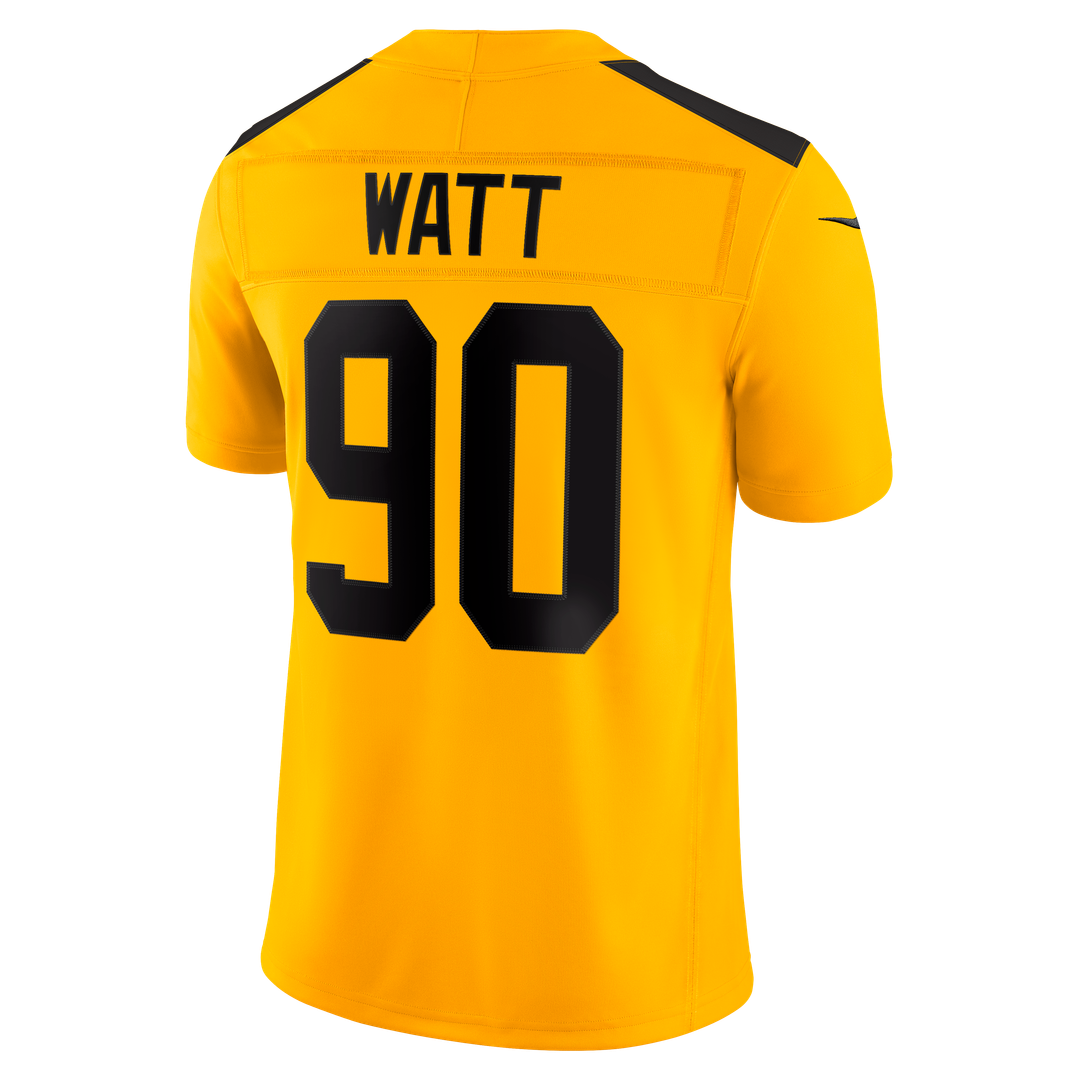 Men's Pittsburgh Steelers T.J. Watt Nike Gold Alternate Vapor F.U.S.E. Stitched Limited Jersey