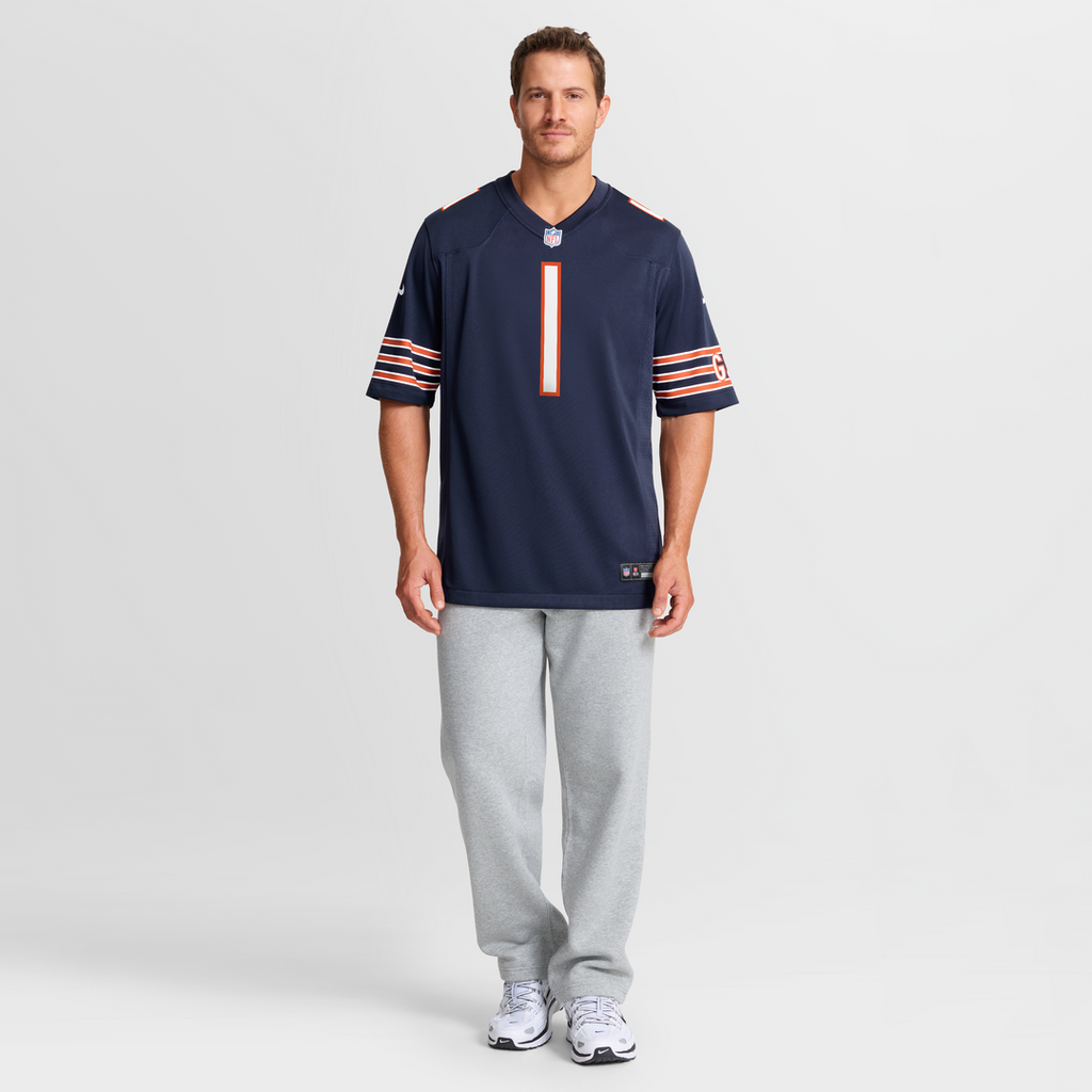 Men's Chicago Bears Number 1 Groom Nike Navy Game Jersey