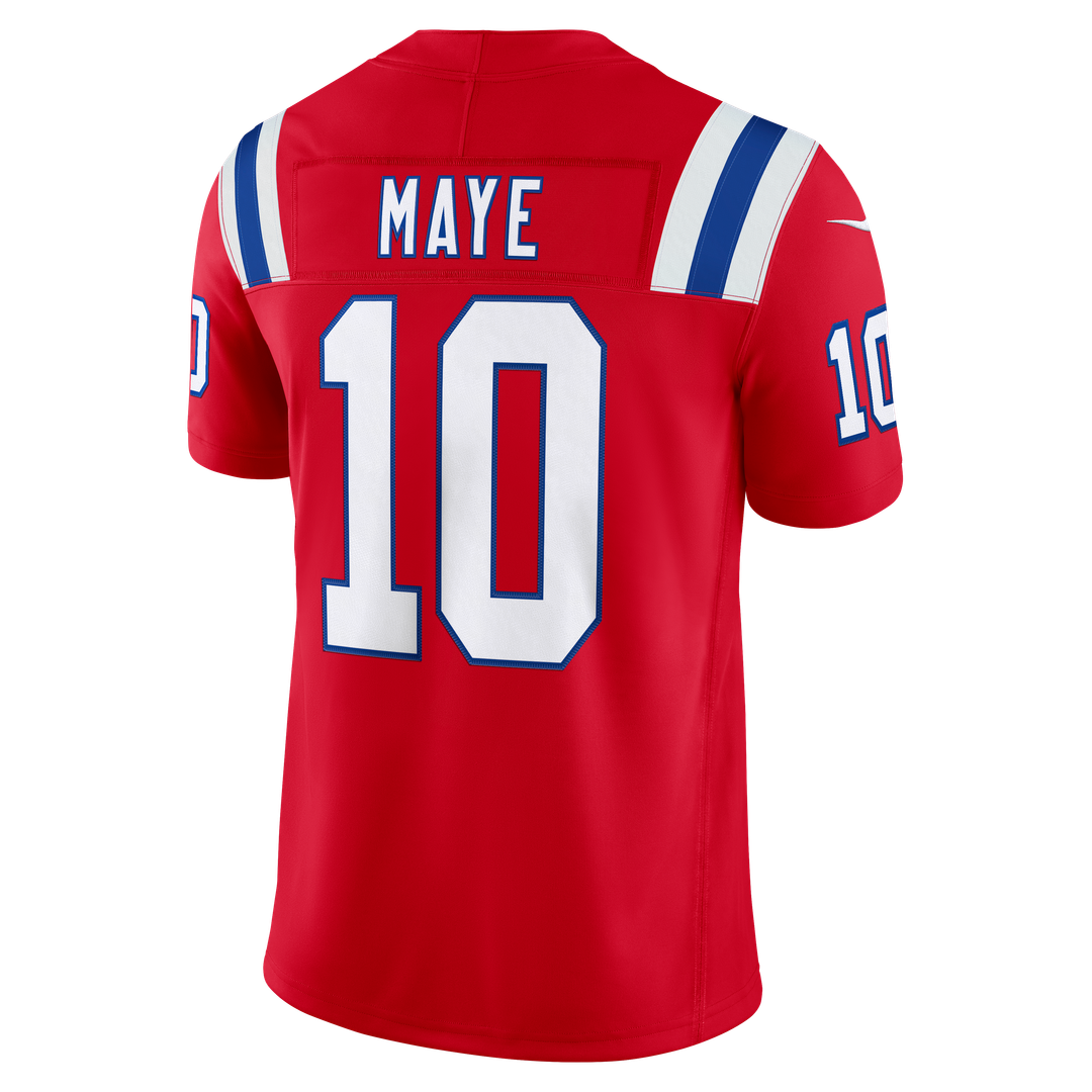 Men's New England Patriots Drake Maye Nike Red Alternate Vapor F.U.S.E. Stitched Limited Jersey