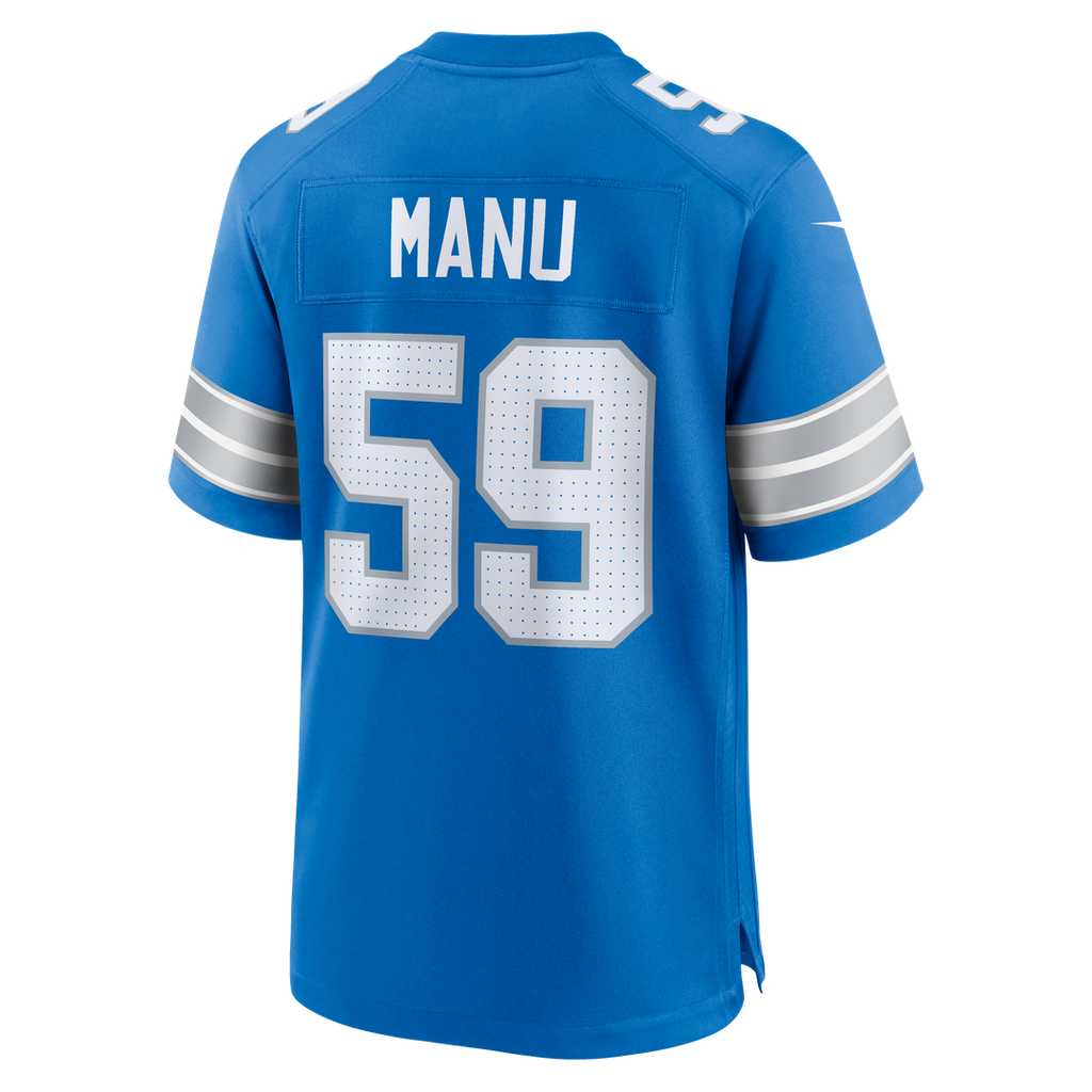 Men's Detroit Lions Giovanni Manu Nike  Blue Team Game Jersey
