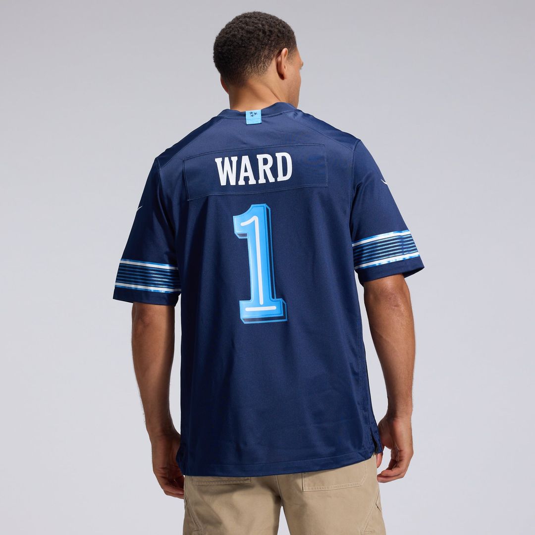 Men's Tennessee Titans Cameron Ward Nike Navy 2026 Rivalries Collection Game Jersey