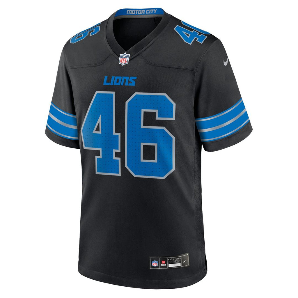 Men's Detroit Lions Jack Campbell Nike Black 2nd Alternate Game Jersey