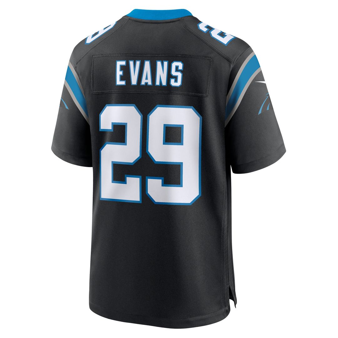 Men's Carolina Panthers Akayleb Evans Nike  Black Team Game Jersey