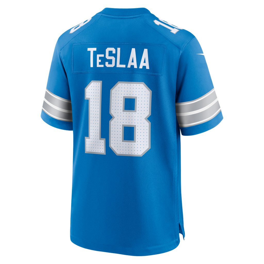 Men's Detroit Lions Isaac TeSlaa Nike Blue Game Player Jersey