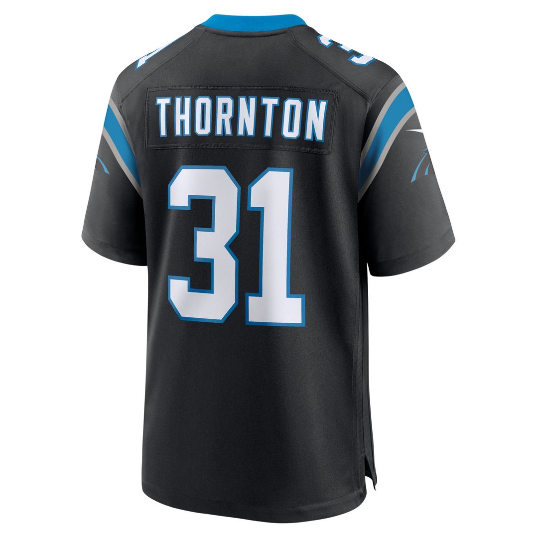 Men's Carolina Panthers Corey Thornton Nike  Black Team Game Jersey