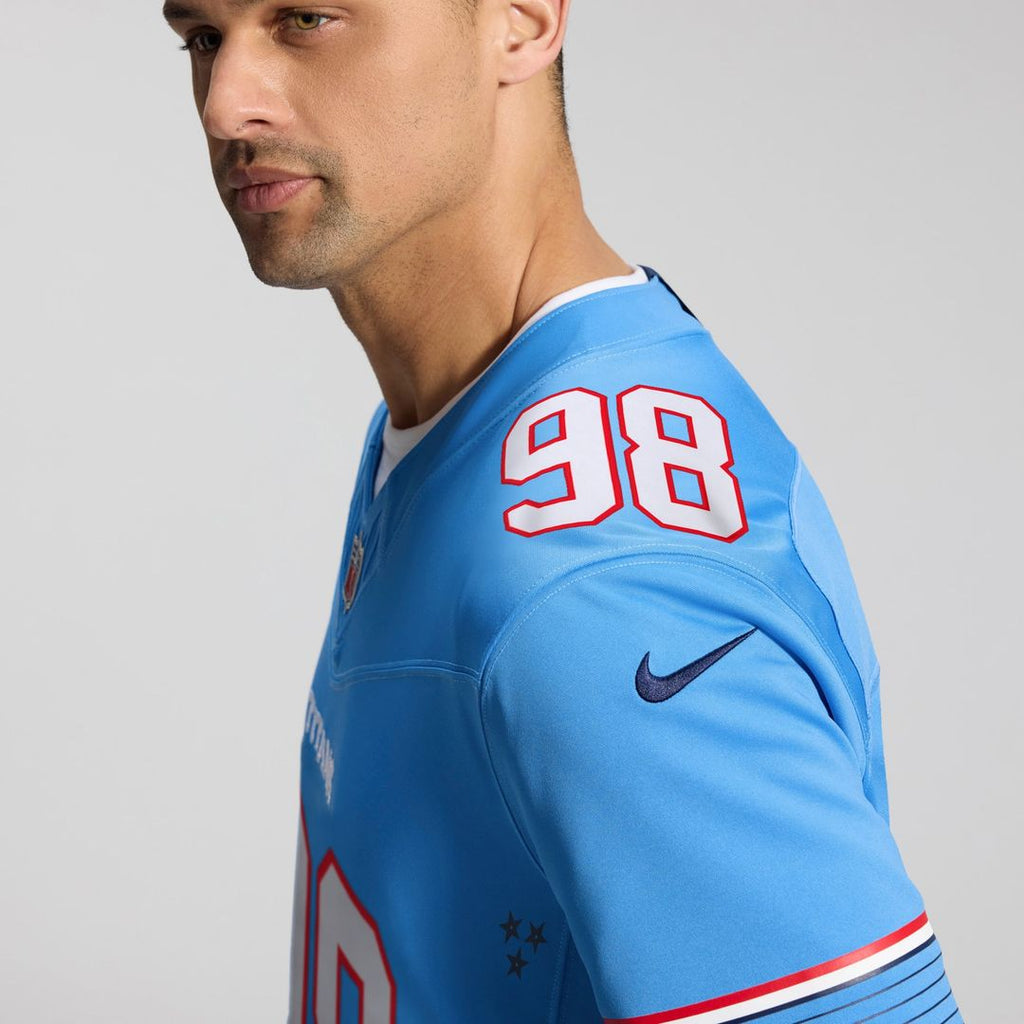 Men's Tennessee Titans Jeffery Simmons Nike Light Blue Team Vapor F.U.S.E. Stitched Limited Jersey