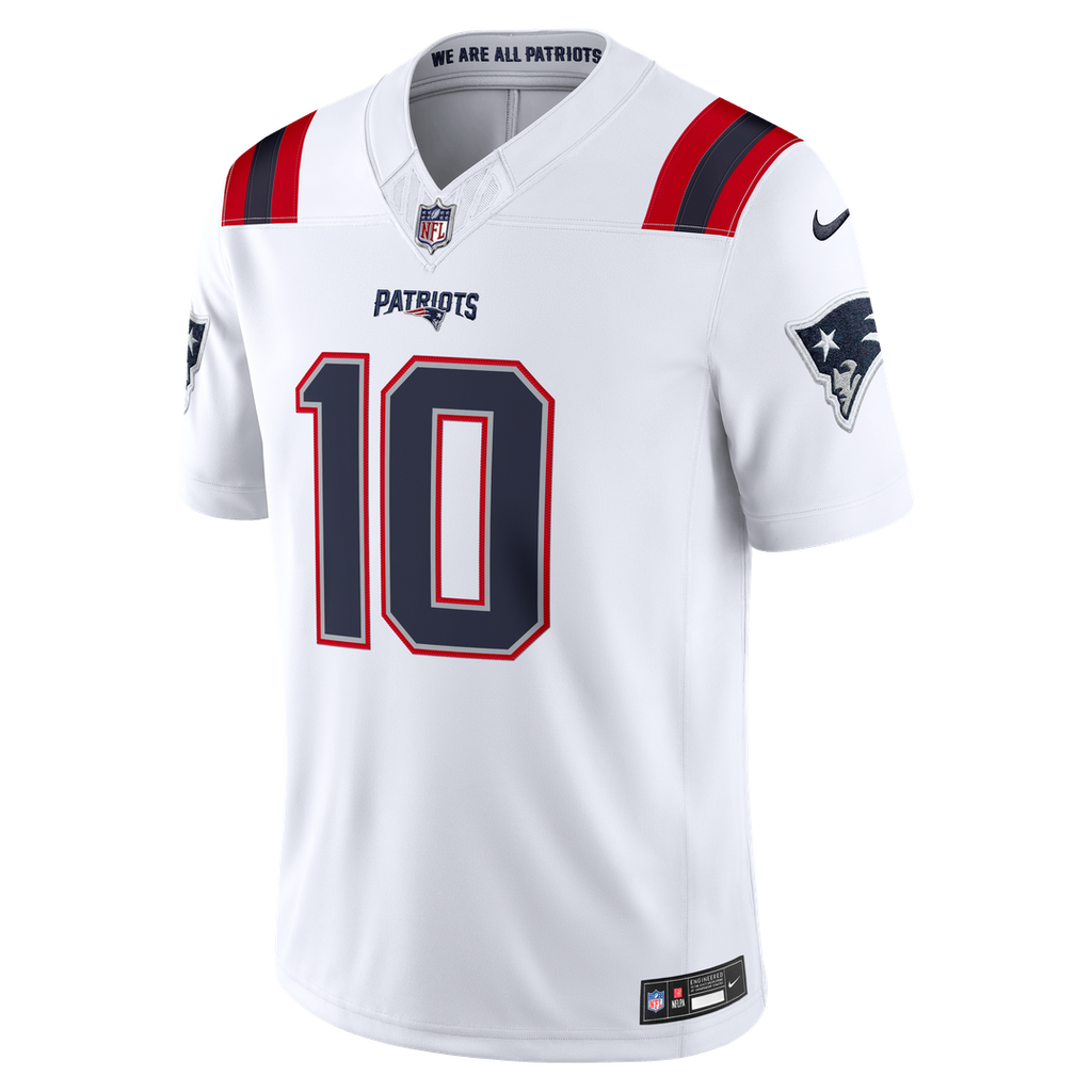 Men's New England Patriots Drake Maye Nike White Vapor F.U.S.E. Stitched Limited Jersey