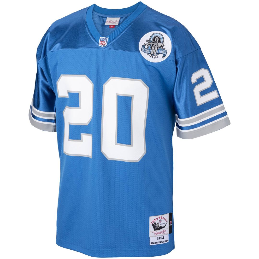 Men's Detroit Lions 1993 Barry Sanders Mitchell & Ness Blue Authentic Throwback Retired Player Jersey