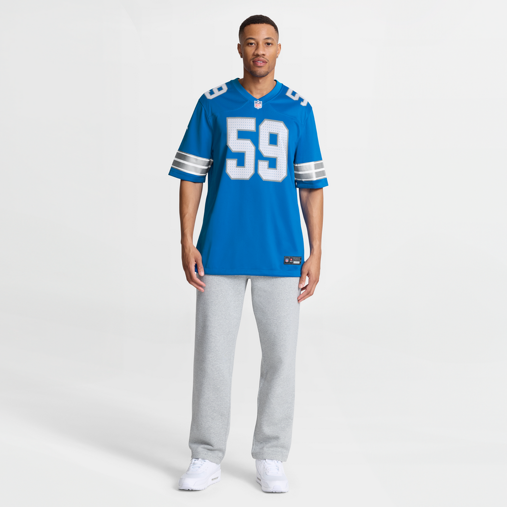 Men's Detroit Lions Giovanni Manu Nike  Blue Team Game Jersey