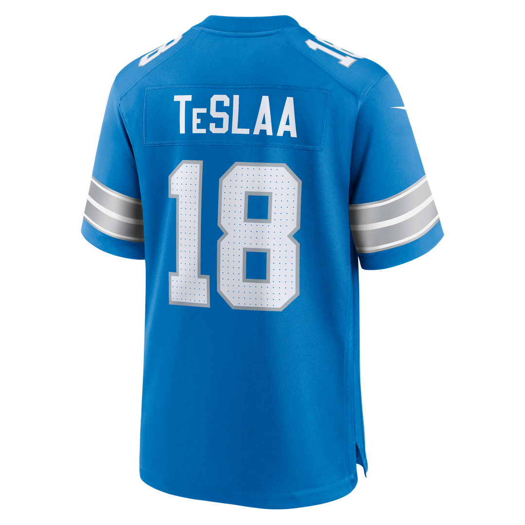 Men's Detroit Lions Isaac TeSlaa Nike Blue Game Player Jersey