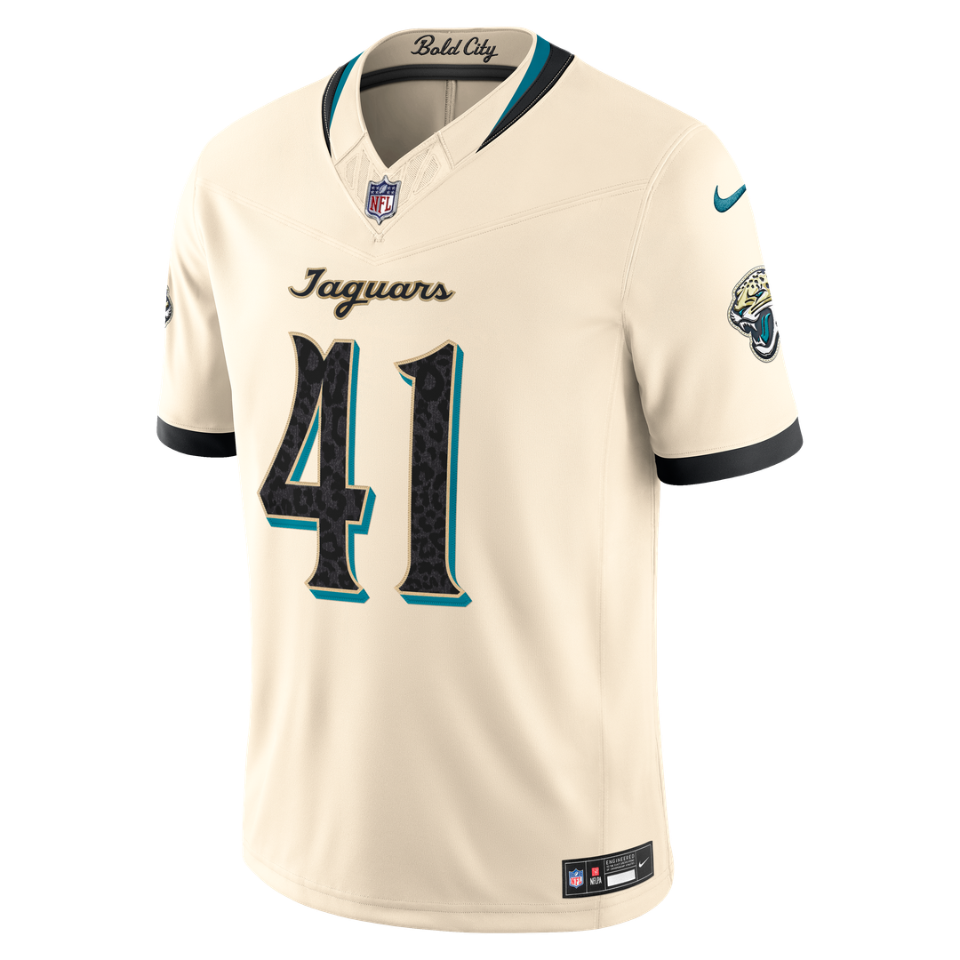 Men's Jacksonville Jaguars Josh Hines-Allen Nike Natural 2026 Rivalries Collection Stitched Limited Jersey
