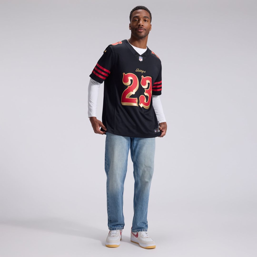Men's San Francisco 49ers Christian McCaffrey Nike Black Rivalries Collection Stitched Limited Jersey