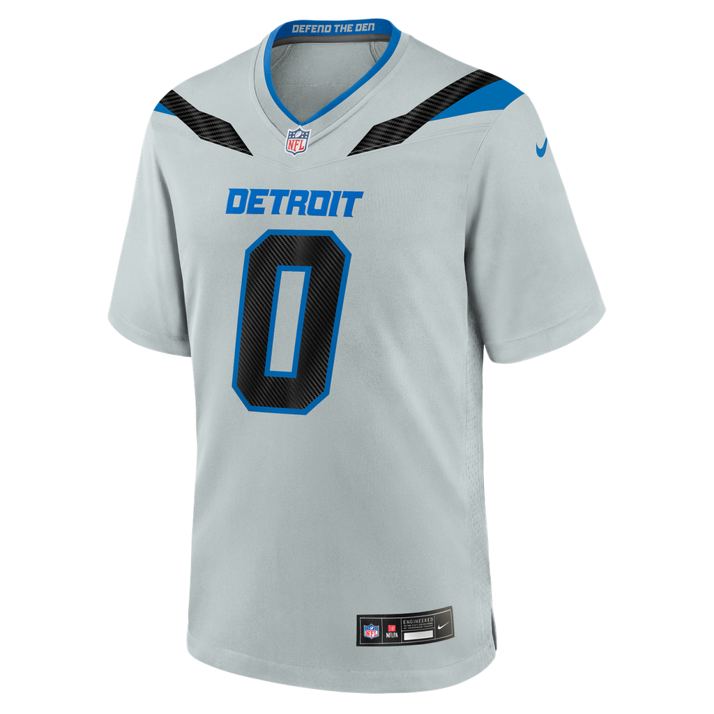 Men's Detroit Lions Jahmyr Gibbs Nike Silver 2026 Rivalries Collection Game Jersey