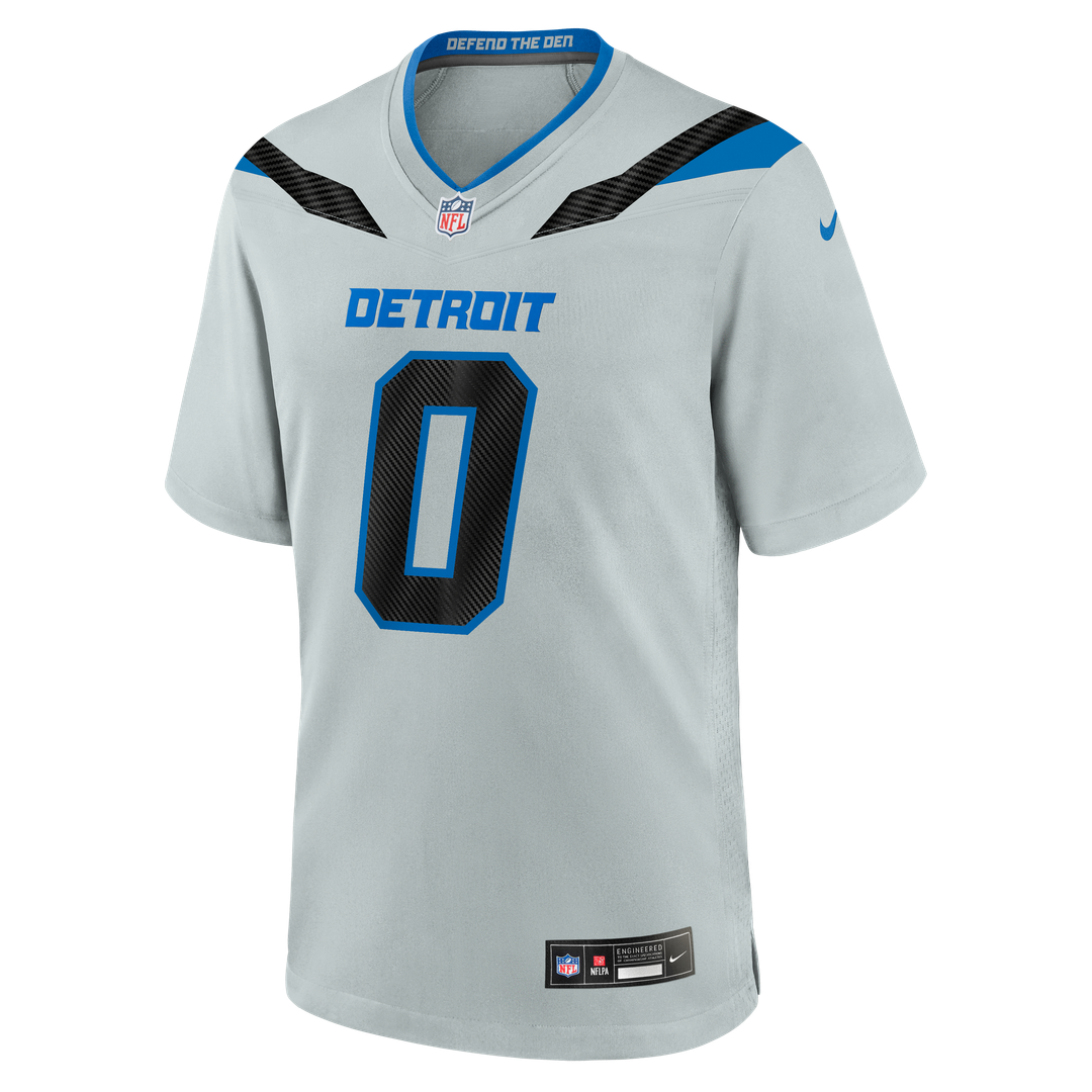 Men's Detroit Lions Jahmyr Gibbs Nike Silver 2026 Rivalries Collection Game Jersey