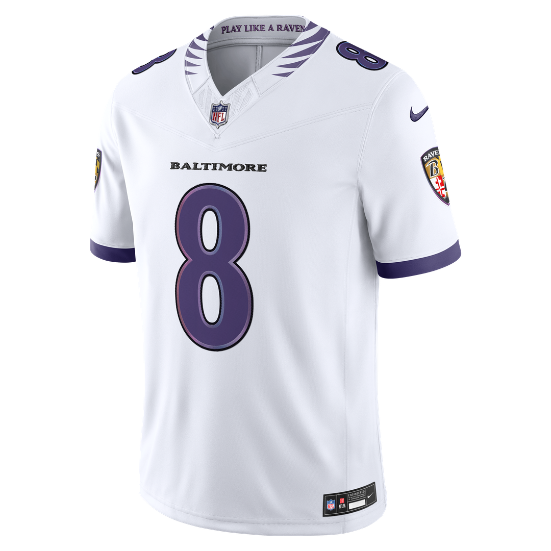 Men's Baltimore Ravens Lamar Jackson Nike White Vapor F.U.S.E. Stitched Limited Jersey