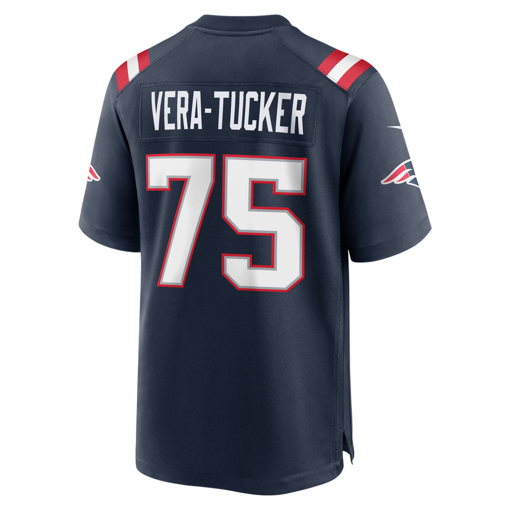 Men's New England Patriots Alijah Vera-Tucker Nike Navy Team Game Jersey