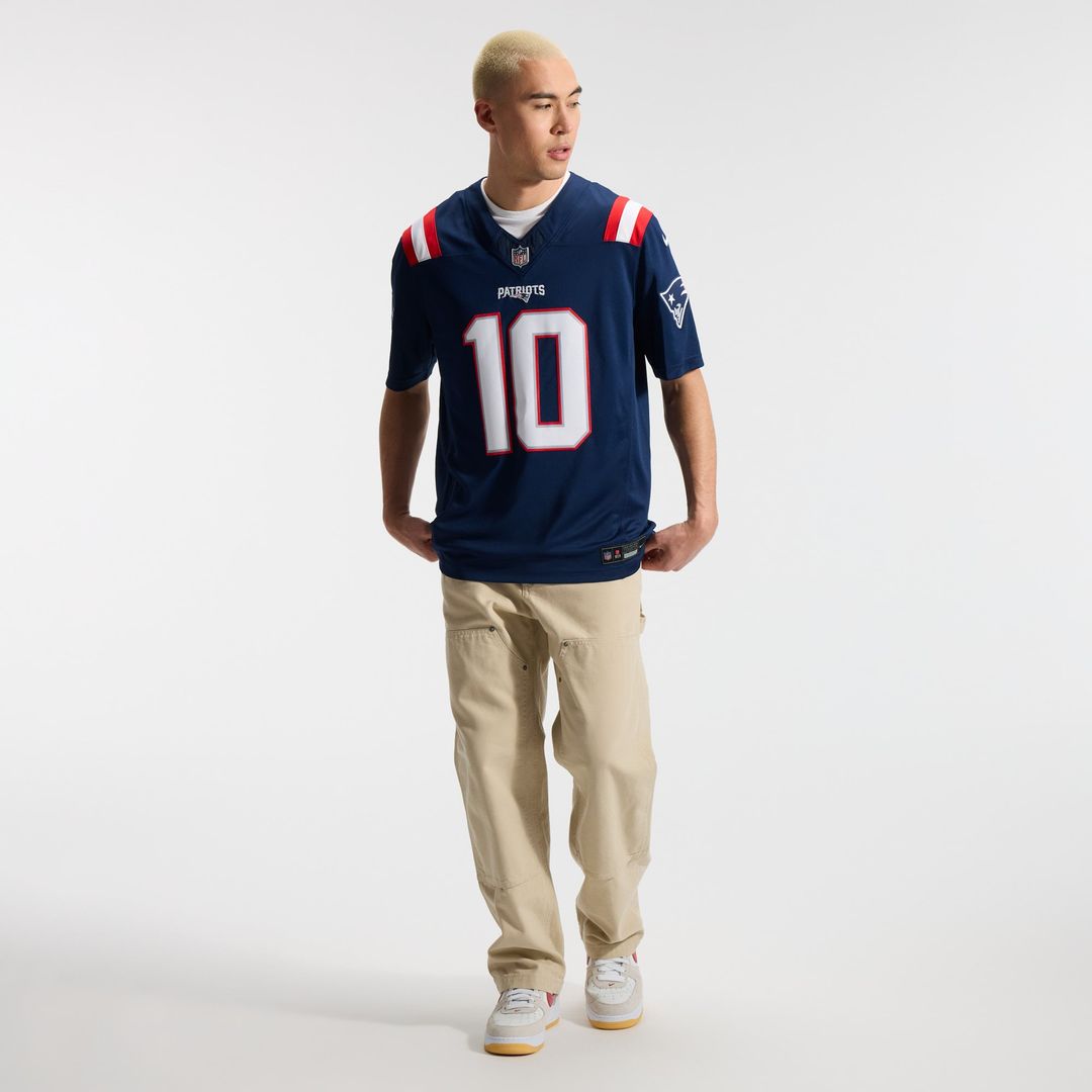 Men's New England Patriots Drake Maye Nike Navy Team Vapor F.U.S.E. Stitched Limited Jersey