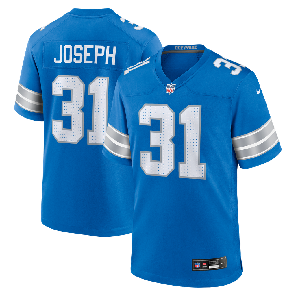 Men's Detroit Lions Kerby Joseph Nike  Blue Team Game Jersey