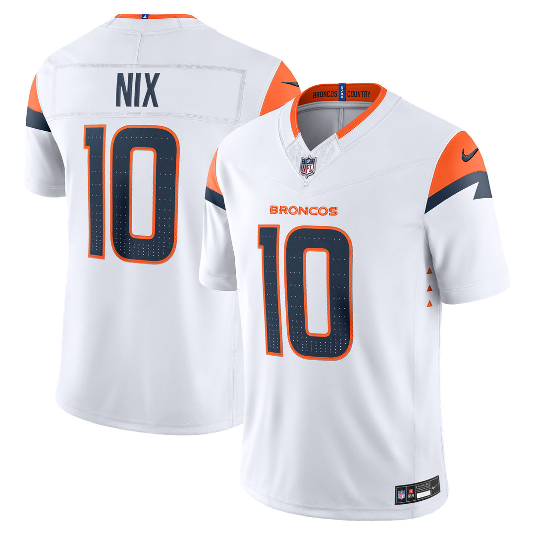 Men's Denver Broncos Bo Nix Nike White Vapor F.U.S.E. Stitched Limited Jersey
