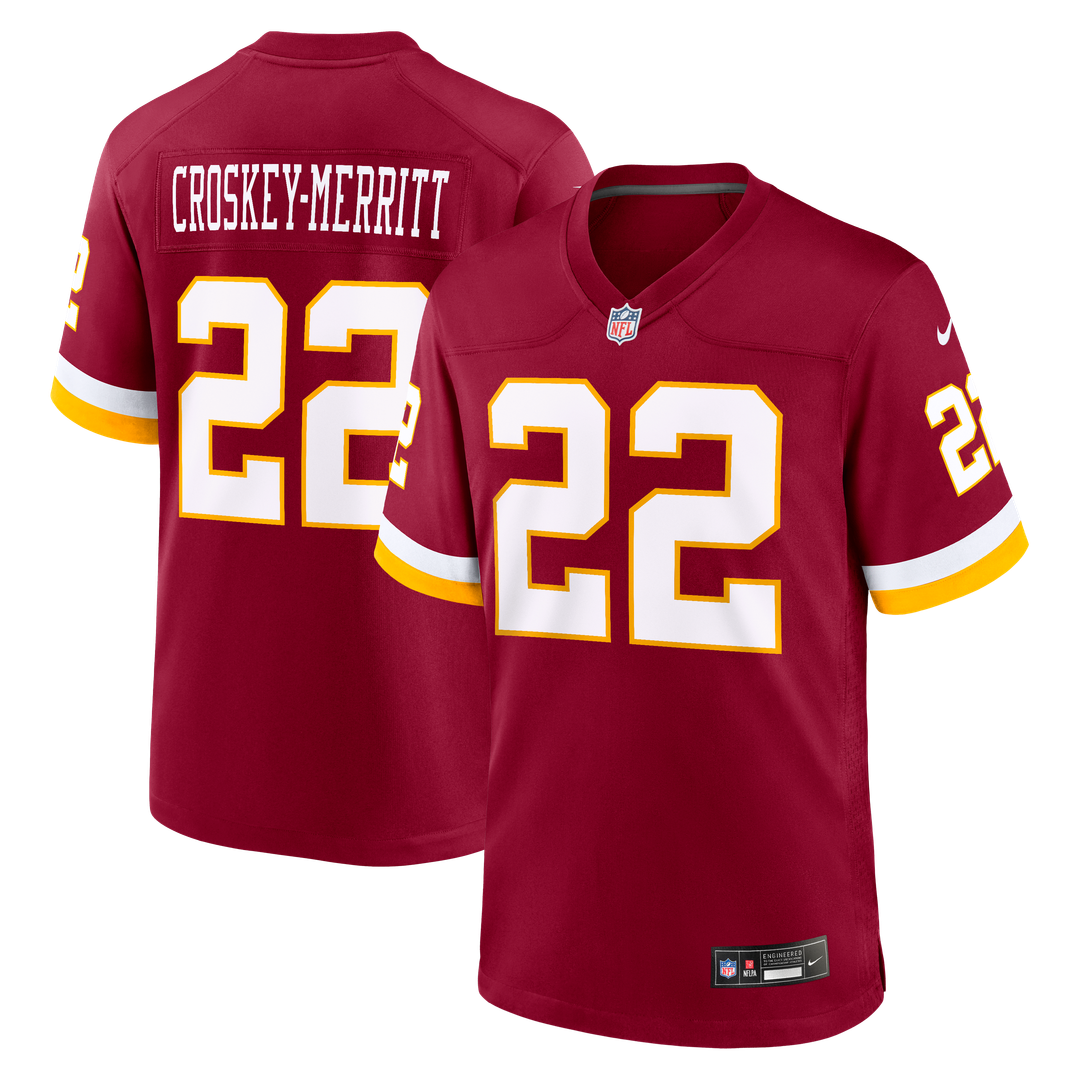 Men's Washington Commanders Jacory Croskey-Merritt Nike Black Hail Raiser Alternate Game Jersey
