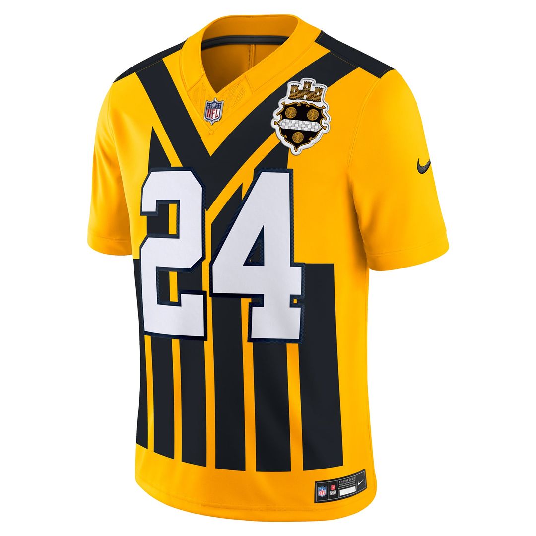 Men's Pittsburgh Steelers Joey Porter Jr. Nike Gold Alternate 1933 Throwback Vapor F.U.S.E. Limited Jersey