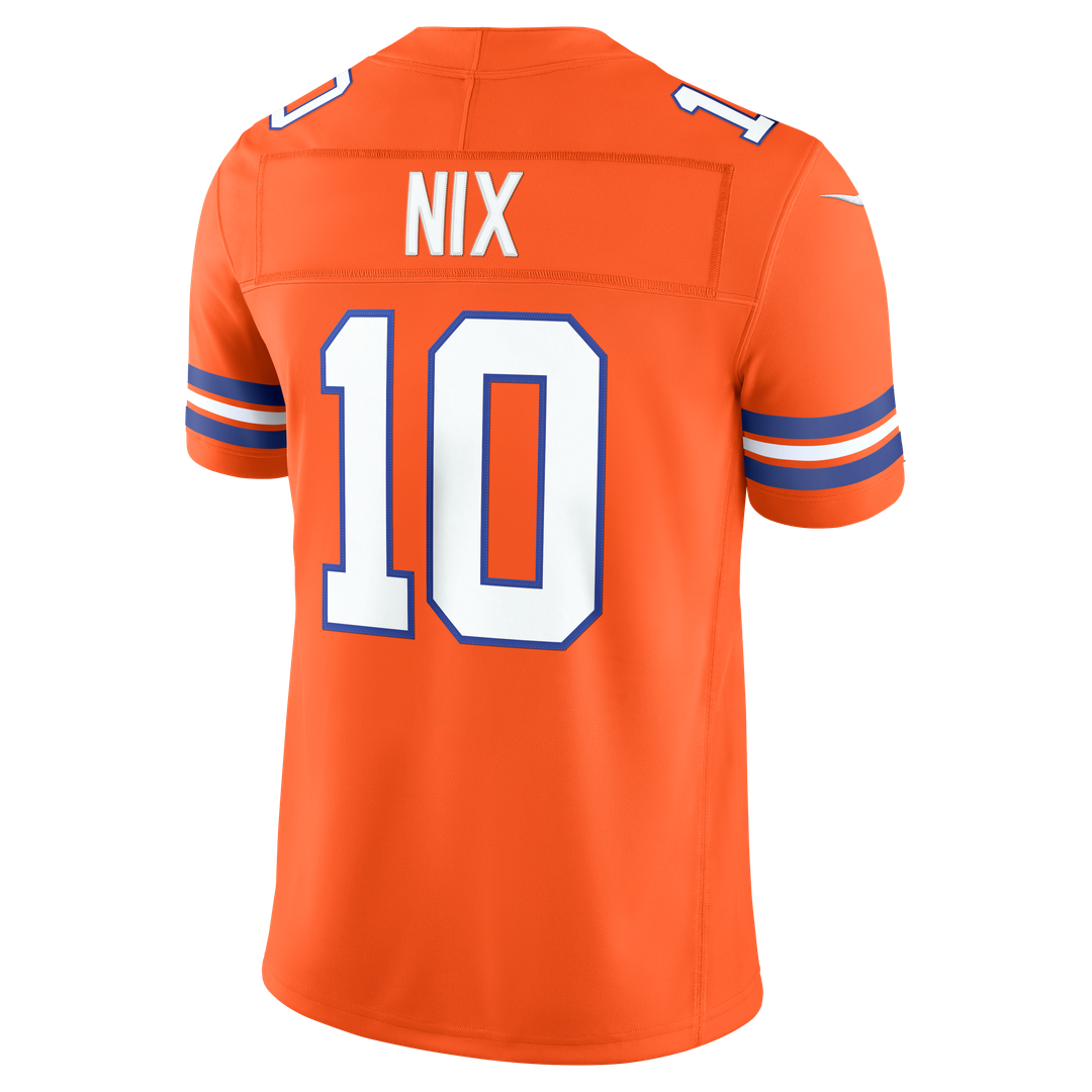 Men's Denver Broncos Bo Nix Nike Orange Alternate Mile High Collection 1977 Throwback Vapor F.U.S.E. Stitched Limited Jersey
