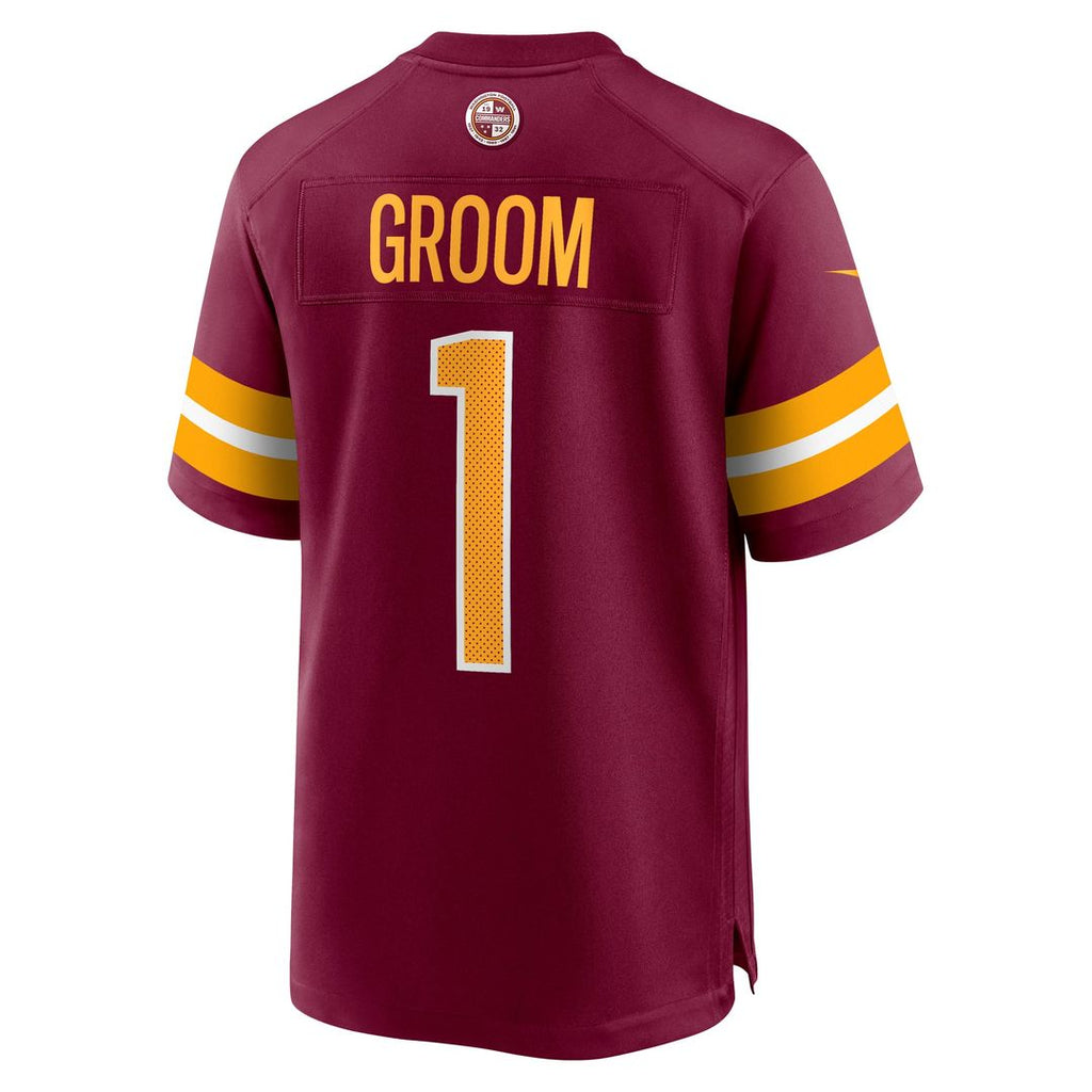 Men's Washington Commanders Number 1 Groom Nike Burgundy Game Jersey