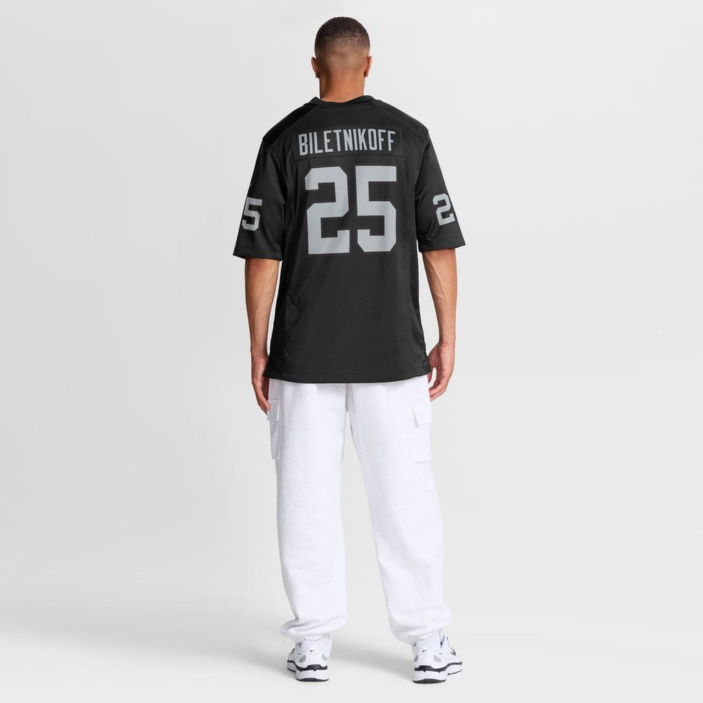 Men's Las Vegas Raiders Fred Biletnikoff Nike Black Game Retired Player Jersey