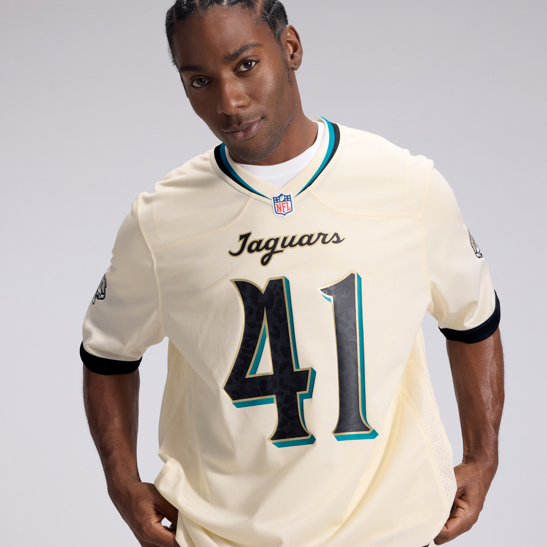 Men's Jacksonville Jaguars Josh Hines-Allen Nike Natural 2026 Rivalries Collection Game Jersey