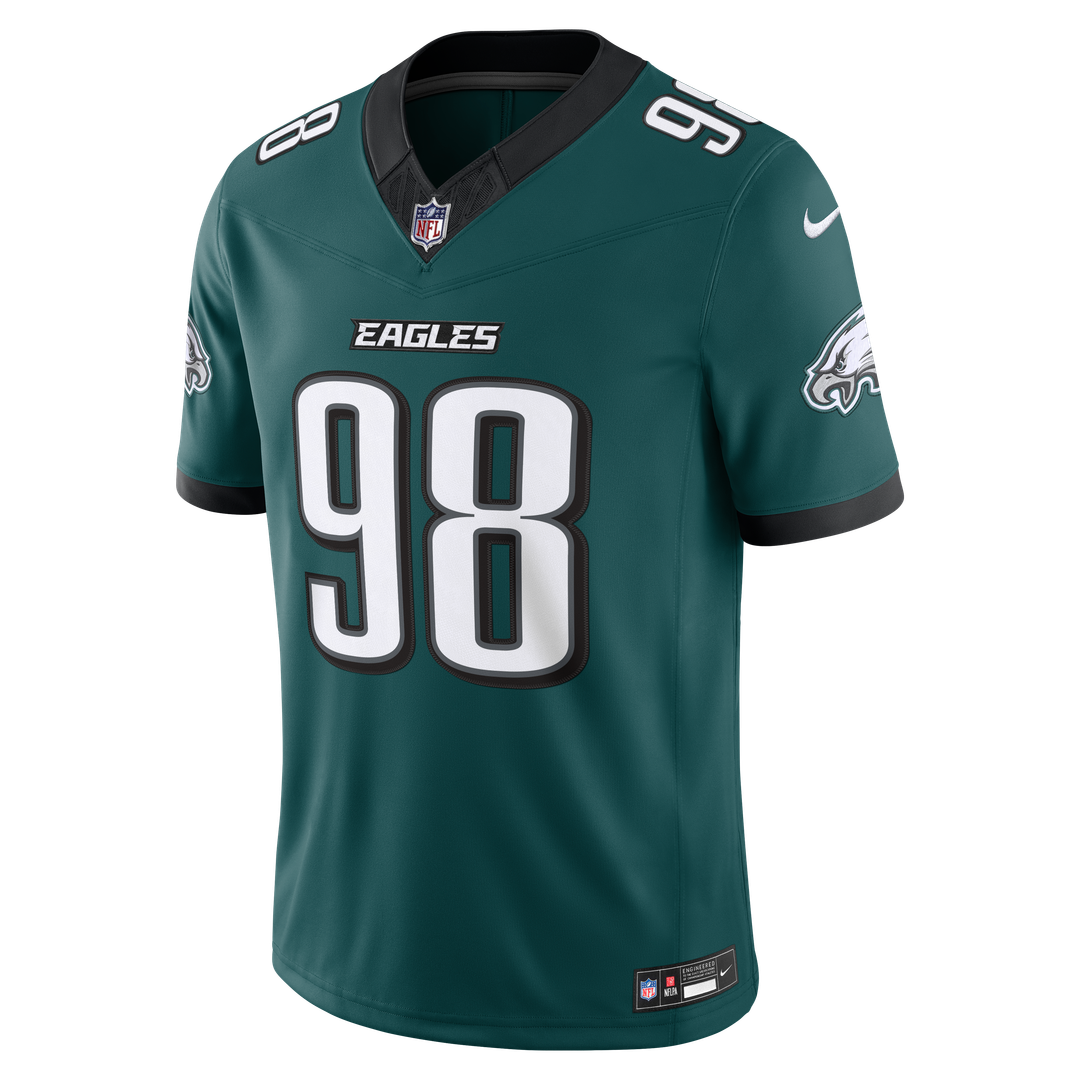 Men's Philadelphia Eagles Jalen Carter Nike Midnight Green Team Vapor F.U.S.E. Stitched Limited Jersey
